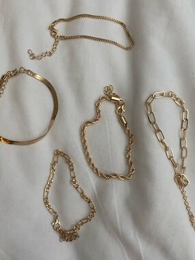 5 Fashion Gold Chain Bracelet Set - Elegant Women’s Jewelry
